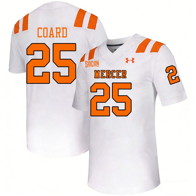 Mercer Bears #25 Tyrell Coard College Football Jerseys,Uniforms Stitched-White